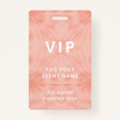 Tie Dye | Koraalroze evenementenfestival VIP Badge (Voorkant)