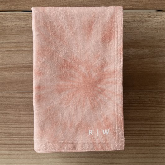 Tie Dye | Koraalroze moderne pasta Handdoek