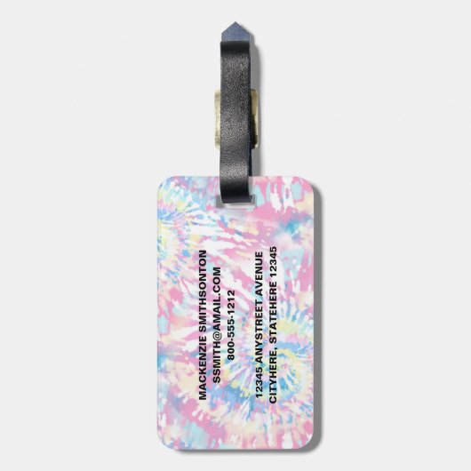 Tie Dye Lacrosse Monogram Name Bagagelabel (Achterkant verticaal)