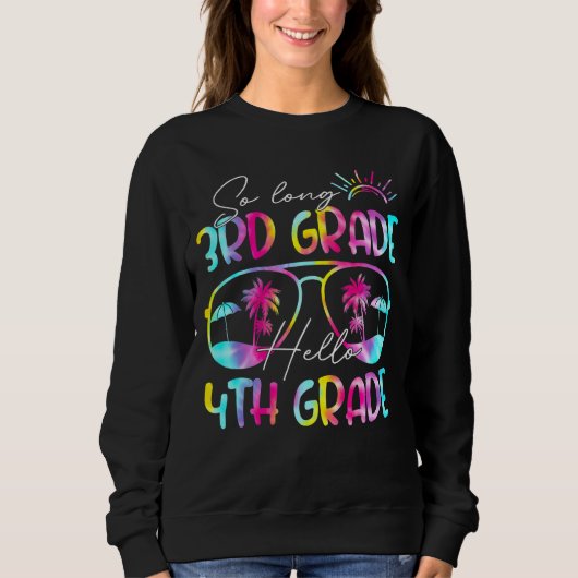 Tie Dye Lange 3e graad Hallo 4e graad leraar Trui (Voorkant)