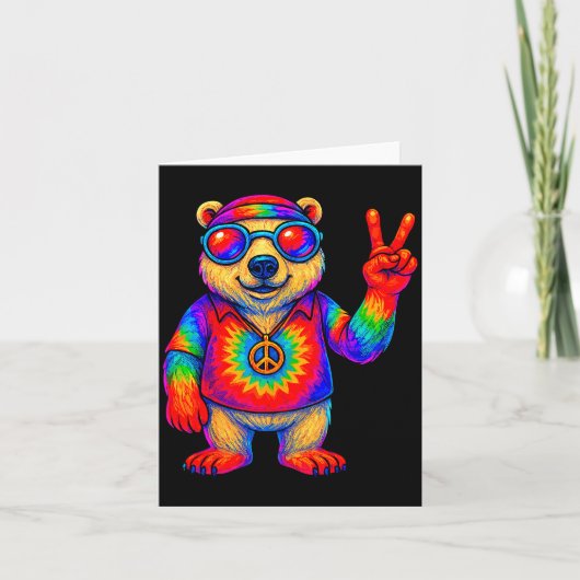 Tie-dye Lar Bear Peace Sign Hip  Kaart (Voorkant)