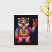 Tie-dye Lar Bear Peace Sign Hip  Kaart (Gele Bloem)