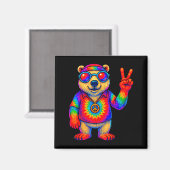 Tie-dye Lar Bear Peace Sign Hip  Magneet (Voorkant / Achterkant)