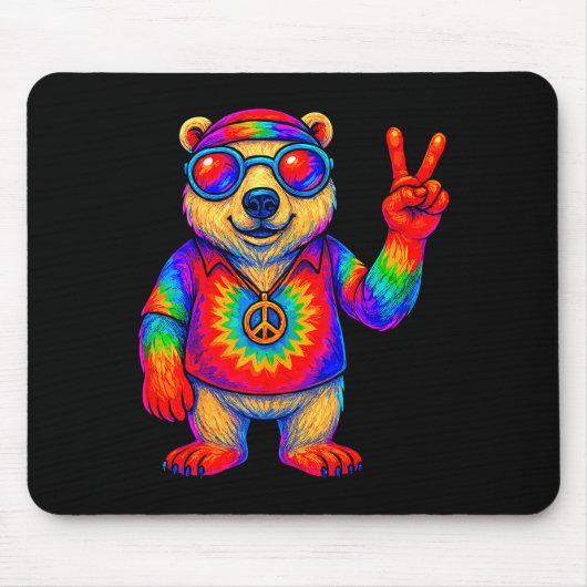 Tie-dye Lar Bear Peace Sign Hip Muismat (Voorkant)