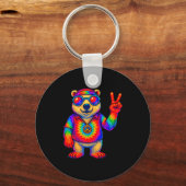 Tie-dye Lar Bear Peace Sign Hip Sleutelhanger (Voorkant)