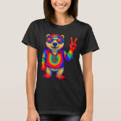 Tie-dye Lar Bear Peace Sign Hip  T-shirt (Voorkant)