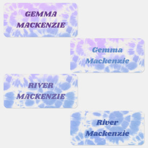 Tie Dye Lavender Blue Kinder Name Clothing Labels
