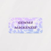 Tie Dye Lavender Blue Kinder Name Clothing Labels (Design 1)