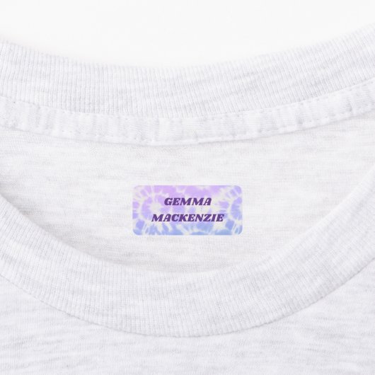Tie Dye Lavender Blue Kinder Name Clothing Labels (Aangebracht)