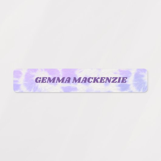 Tie Dye Lavender Blue Kinder Name Waterproof Labels (Design 1)