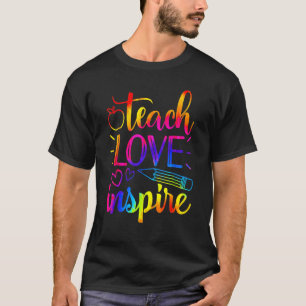 Tie Dye Leer Liefde Inspireren Terug naar school T-shirt