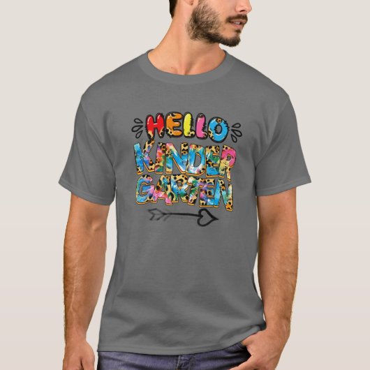 Tie Dye Leopard Hallo Kindergarten , terug naar Sc T-shirt (Voorkant)