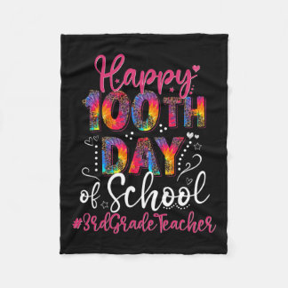 Tie Dye Leopard Happy 100th Day of School 3rd Afst Fleece Deken