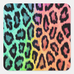 Tie Dye Leopard Print Vierkante Sticker