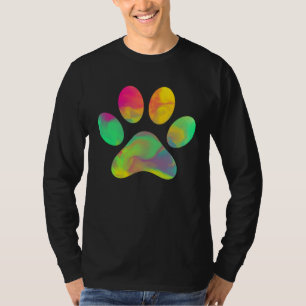 Tie Dye Liefde Hond Pootafdruk Dier Poes Hond T-shirt