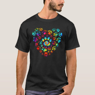 Tie Dye Liefde Hond Pootafdruk Hart Dierenliefhebb T-shirt