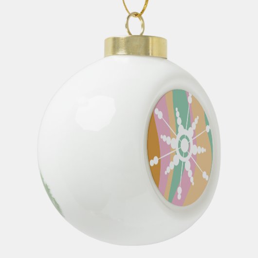 Tie Dye Liquid Retro Groovy kerstbeige Green Keramische Bal Ornament (Links)