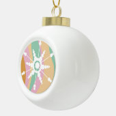 Tie Dye Liquid Retro Groovy kerstbeige Green Keramische Bal Ornament (Rechts)