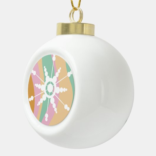 Tie Dye Liquid Retro Groovy kerstbeige Green Keramische Bal Ornament (Rechts)