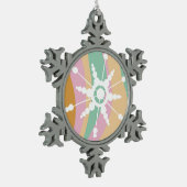 Tie Dye Liquid Retro Groovy kerstbeige Green Tin Sneeuwvlok Ornament (Links)