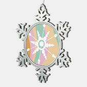 Tie Dye Liquid Retro Groovy kerstbeige Green Tin Sneeuwvlok Ornament (Rechts)