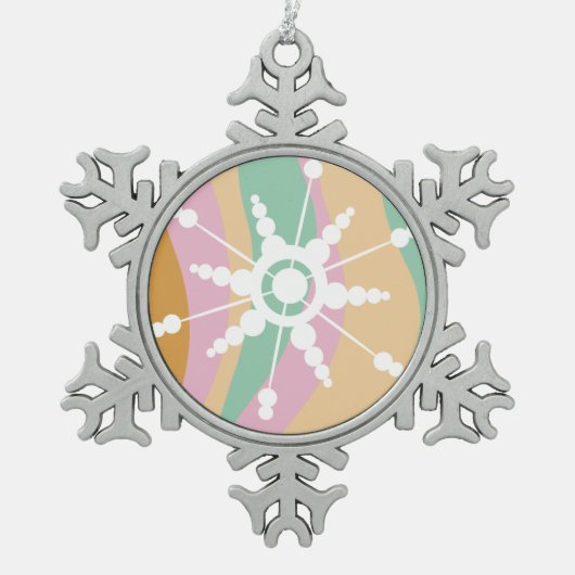 Tie Dye Liquid Retro Groovy kerstbeige Green Tin Sneeuwvlok Ornament (Voorkant)