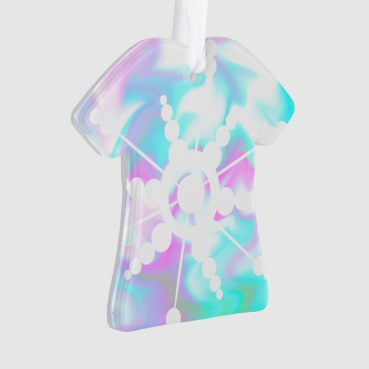 Tie Dye Liquid Retro Groovy Kerstroze Blauw Ornament (voorkant)