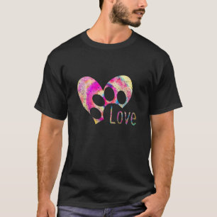 Tie Dye Love Dog Paw Print Animal Paw Hondenliefhe T-shirt