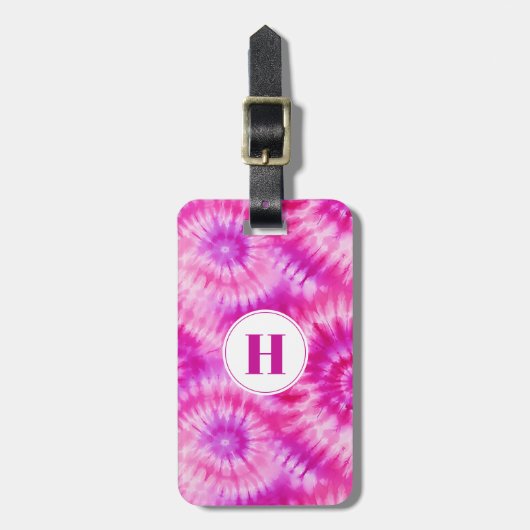 Tie Dye Magenta Bagagelabel (Voorkant verticaal)