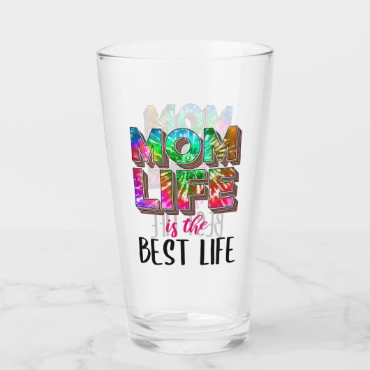 Tie Dye Mam Life is het beste leven Glas (Achterkant)