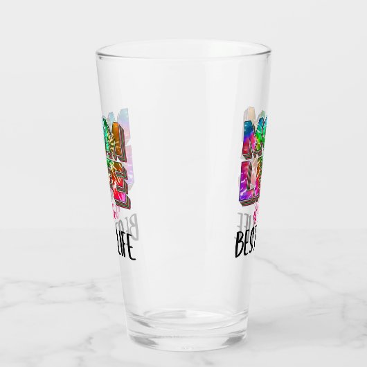 Tie Dye Mam Life is het beste leven Glas (Links)