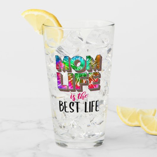 Tie Dye Mam Life is het beste leven Glas (Voorkant ijs)