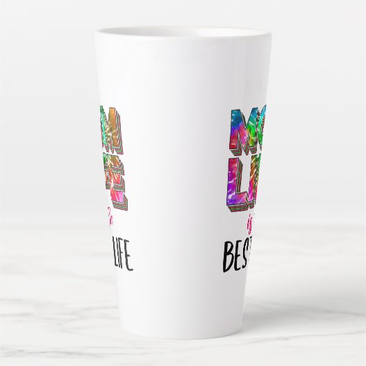Tie Dye Mam Life is het beste leven Latte Mok (Voorkant)