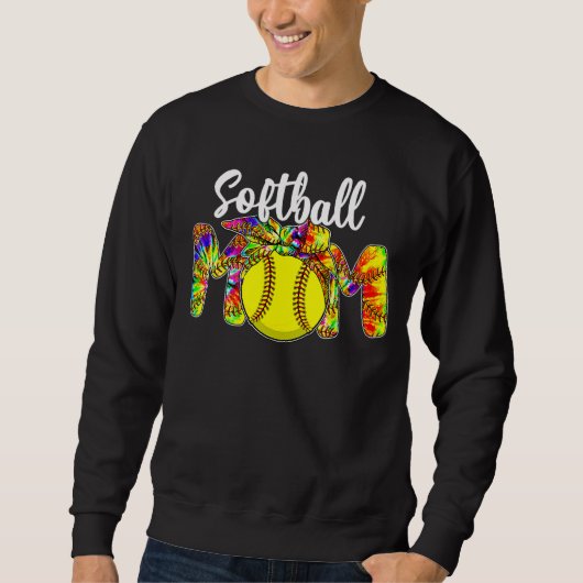 Tie Dye mam Softball mama van Softball Player moed Trui (Voorkant)