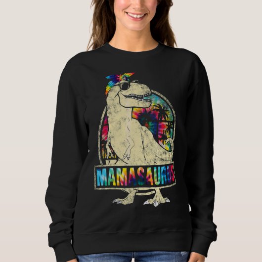Tie Dye Mamasaurus Dinosaur Rex Mama Mama Mama Trui (Voorkant)