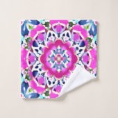 Tie Dye Mandala Patroon Denim blauw en roze Bad Handdoek (Wasdoekje)
