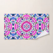 Tie Dye Mandala Patroon Denim blauw en roze Bad Handdoek (Handdoek)
