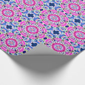Tie Dye Mandala Patroon Denim blauw en roze Cadeaupapier (Hoek)