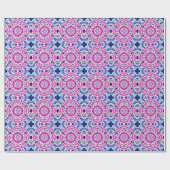 Tie Dye Mandala Patroon Denim blauw en roze Cadeaupapier (Vlak)