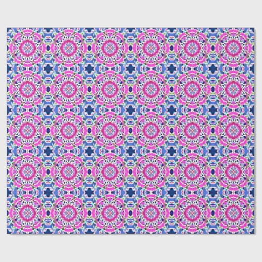 Tie Dye Mandala Patroon Denim blauw en roze Cadeaupapier (Vlak)