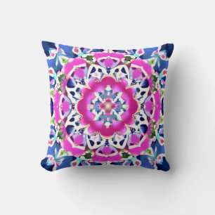 Tie Dye Mandala Patroon Denim blauw en roze Kussen