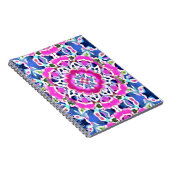 Tie Dye Mandala Patroon Denim blauw en roze Notitieboek (Rechterzijde)