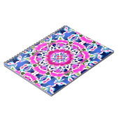 Tie Dye Mandala Patroon Denim blauw en roze Notitieboek (Linkerzijde)