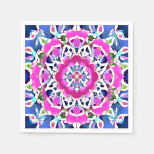 Tie Dye Mandala Patroon Denim blauw en roze Servet