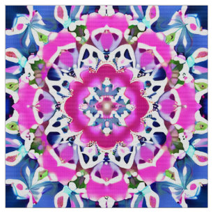 Tie Dye Mandala Patroon Denim blauw en roze Stof