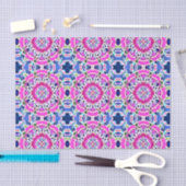 Tie Dye Mandala Patroon Denim blauw en roze Tissuepapier (Craft)