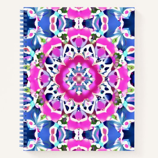 Tie Dye Mandala Patroon Denim Blue en Pin Journal Notitieboek (Voorkant)