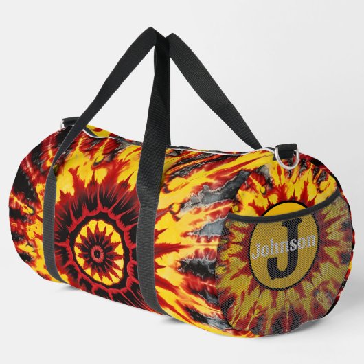 Tie Dye Mandala Patroon monogram gepersonaliseerd Plunjezak (Rechterhoek)