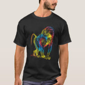 Tie Dye Mandrill Rainbow Print Aap Hippie Peace T-shirt (Voorkant)