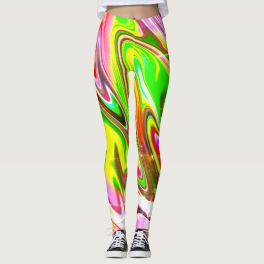 Tie Dye Marble Liquid Acid Colorful Leggings (Voorkant)